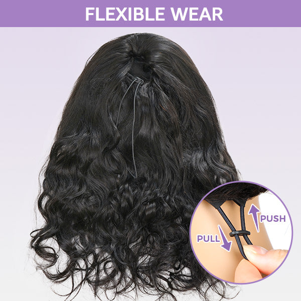 3 In 1 Half Wig | Glueless Install Invisible Body Wave Wear Go Half Wig With Breathable Cap