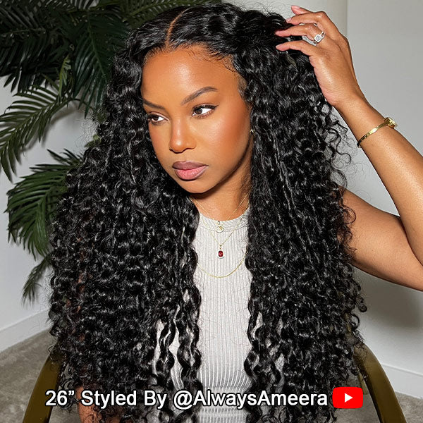 HairHive Water Wave Wear Go Wig Pre-cut 7x5 HD Lace Bleached Knots Wig With Pre-plucked Hairline