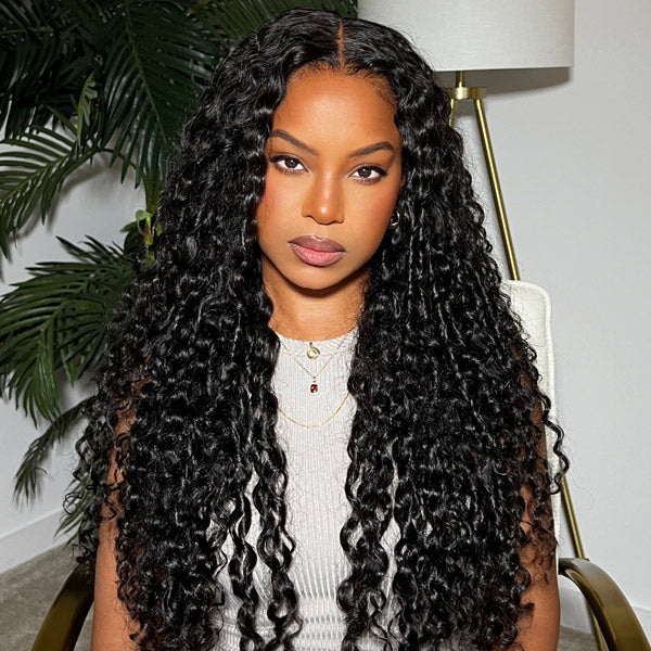 HairHive Water Wave Wear Go Wig Pre-cut 7x5 HD Lace Bleached Knots Wig With Pre-plucked Hairline