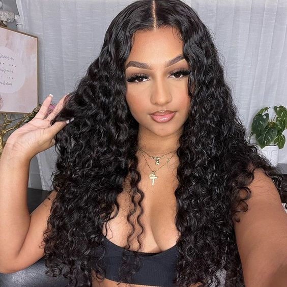 HairHive Water Wave Pre-Bleached Knots Snug Fit Drawstring Wear Go Wigs 7x5 HD Lace 100% Glueless Pre-cut Lace Closure Wigs Preplucked Natural Hairline