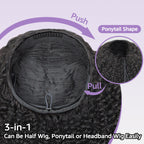 3 In 1 Half Wig | Burmese Curly Highlight 4/27 Color Wear Go Half Wig With Elastic Drawstring Flip Over Wig