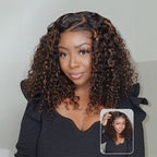 HairHive Balayage Highlight Ombre Brown Water Wave Wear Go Glueless Wig With Natural Hairline