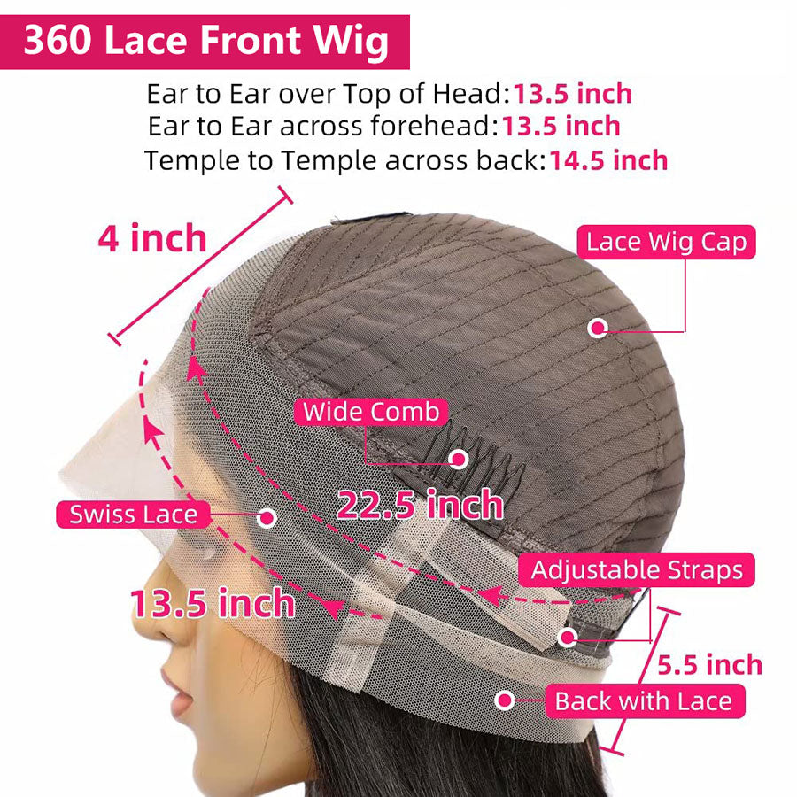 360 Lace Frontal Wigs Brazilian Deep Curly Human Hair Wigs Preplucked with Baby Hair