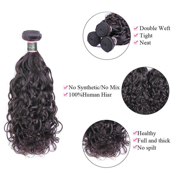 Natural Wave Unprocessed Virgin Human Hair Bundles 1/3/4 Pcs