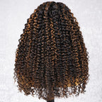 3 In 1 Half Wig | Water Wave Glueless Black Wig With Golden Brown Highlight Wear Go Half Wig
