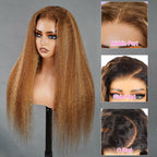 CLEARANCE | Kinky Straight Glueless Highlight Brown Color Wear Go Wig
