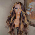IG Hot Honey Blonde and Chocolate Brown Color Skunk Stripe Straight Hair Preplucked 13x4 Lace Front Wig