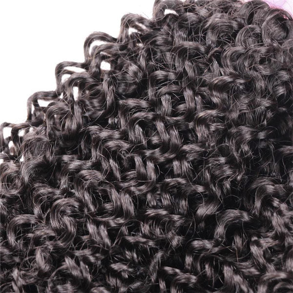 Kinky Curly Human Hair 3 Bundles with 13*4 Lace Frontal Natural Black