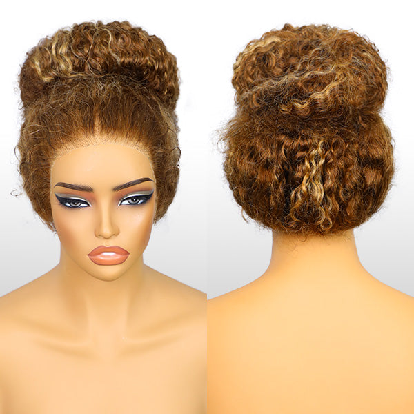 HairHive Water Wave Highlight Ombre 4/27 Wear Go Glueless Wig Pre-cut 360 Lace Frontal Wig