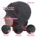 HairHive 99J Curly Headband Wig Human Hair No Gel No Glue Water Wave Wig with Free Headband 180% Density