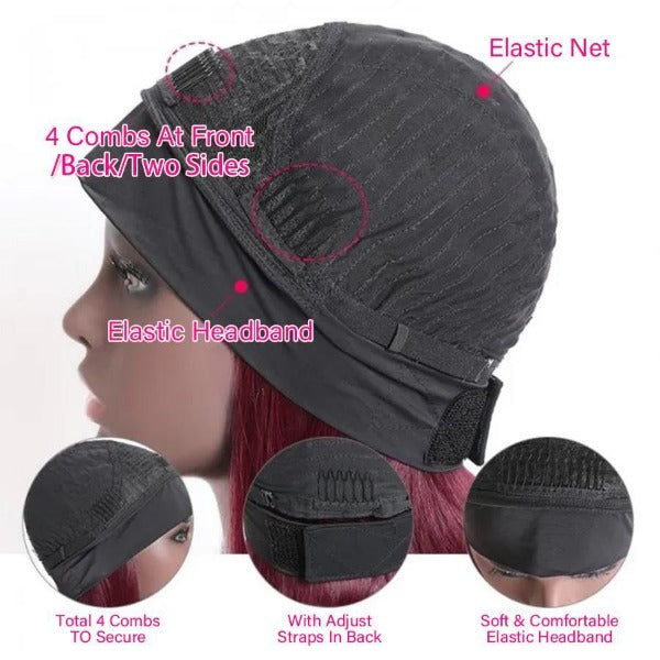 HairHive 99J Curly Headband Wig Human Hair No Gel No Glue Water Wave Wig with Free Headband 180% Density