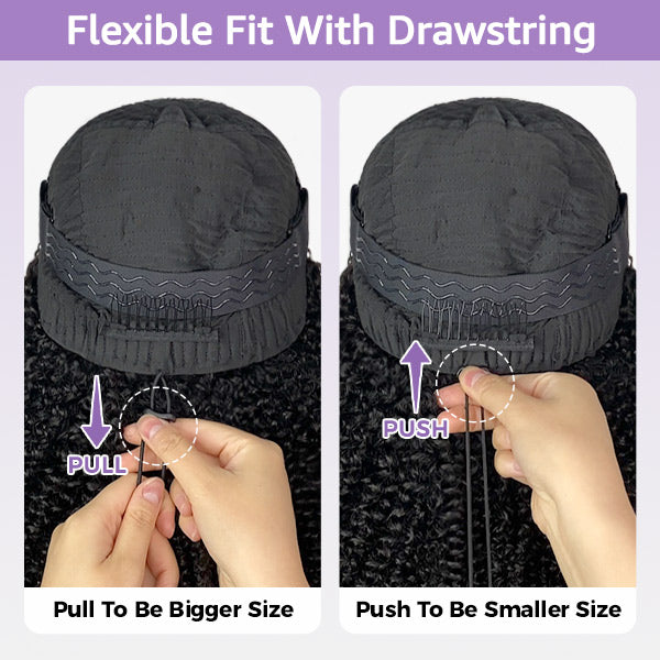 Kinky Straight V Part Wig No Leave Out Thin Part Glueless Wigs Human Hair Wig