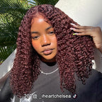HairHive Kinky Curly Reddish Brown Wear Go Glueless Wig Pre-cut 7x5 Lace Wig Pre-plucked Hairline