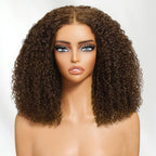 Sunber 180% Density 13x4 Pre-Cut Lace Frontal Afro Kinky Curly Chocolate Brown Wig With Invisi Drawstring