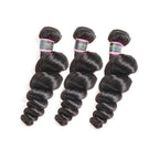 Loose Wave Human Hair 3 Bundles with 13*4 Lace Frontal Natural Black
