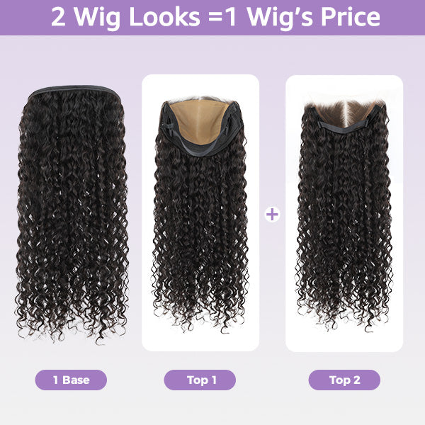 HairHive Block Wig Water Wave Bleached Knots Wig With Optional Replaceable Zip Lace Tops