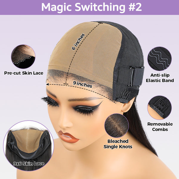 HairHive Block Wig Body Wave Bleached Knots Wig With Optional Replaceable Zip Lace Tops