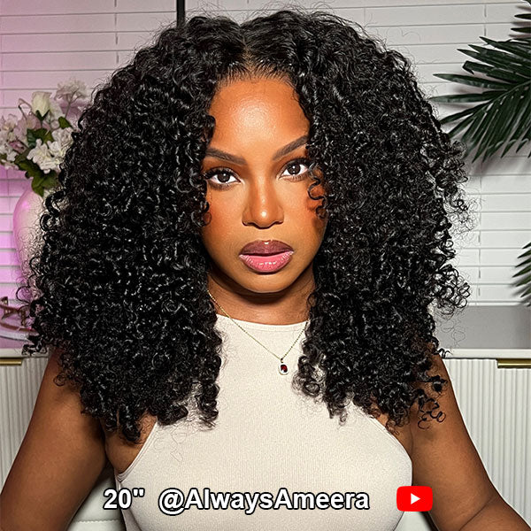 24h Shipping | Kinky Curly Wear Go Wigs 7x5 HD Lace Pre Cut Lace Closure Glueless Wigs With Bleached Knots