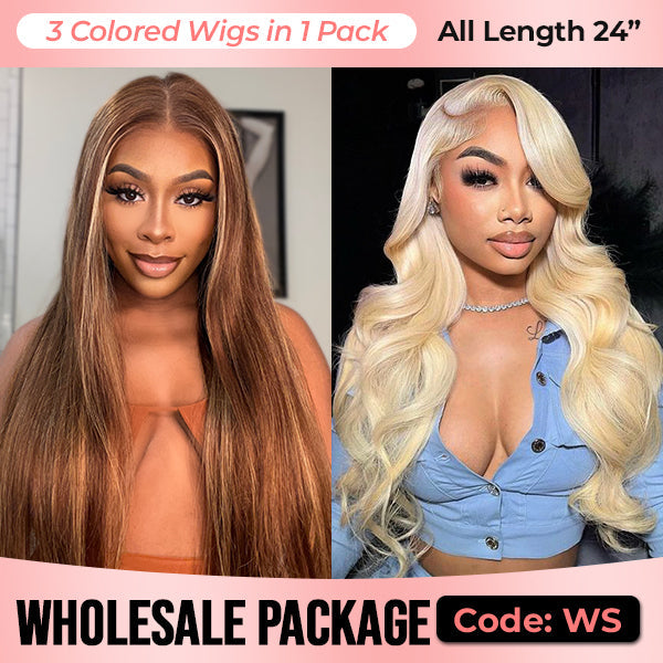 Wholesale Package | 7x5 Pre Cut Lace Wear Go Glueless Wigs Colored Wigs Human Hair