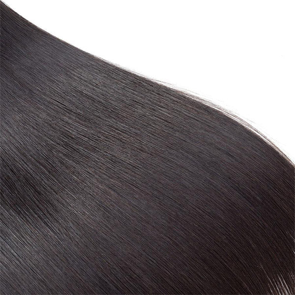 Full Straight Human Hair 4 Bundles with 4*4 Lace Clsoure Natural Black