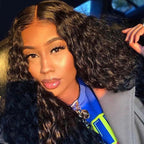 T-part Lace Front Wigs Human Hair Middle Part Long Deep Wave Human Hair Wigs for Women Natural Black