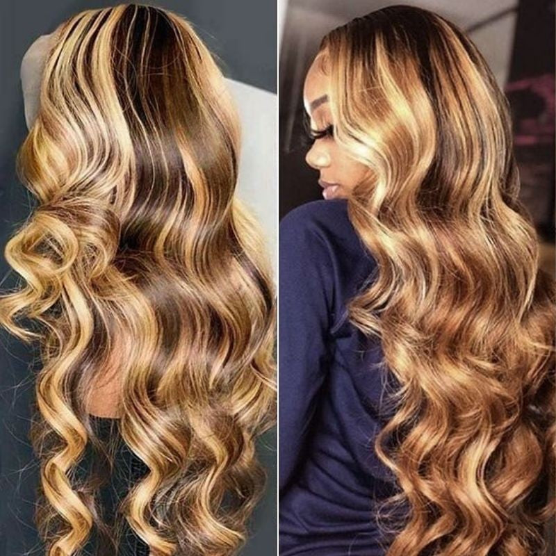Sunber 20 Inch 180% Density Honey Blonde Highlights Silk Straight Pre-Cut Lace Wig Vip MemberFlash Sale