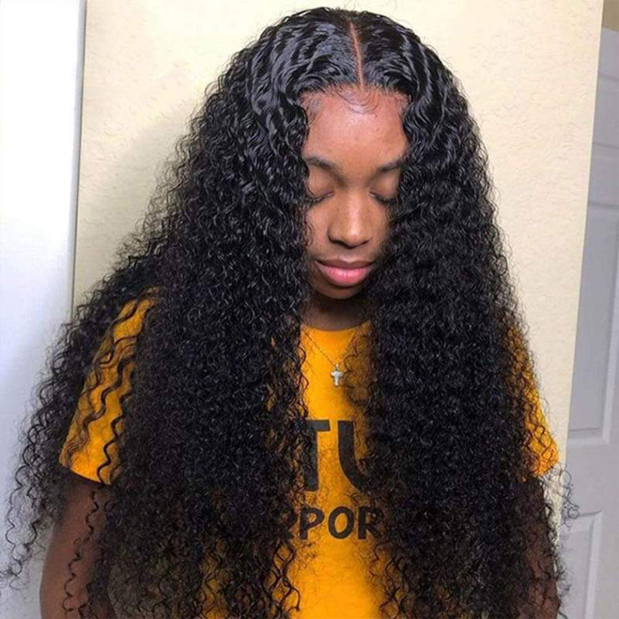 5x5 Lace Closure Wigs Kinky Curly 12A Grade Human Hair Preplucked Wigs with Baby Hair