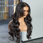 HairHive Body Wave Face-Framing Curtain Bangs Layered Cut Bleached Knots Wear Go Glueless Wig