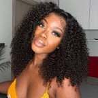 HairHive Kinky Curly Pre-Bleached Knots Elastic Drawstring Wear Go Wigs 7x5 HD Lace 100% Glueless Pre-cut Lace Closure Wigs