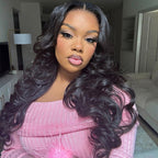 HairHive Body Wave Face-Framing Curtain Bangs Layered Cut Bleached Knots Wear Go Glueless Wig