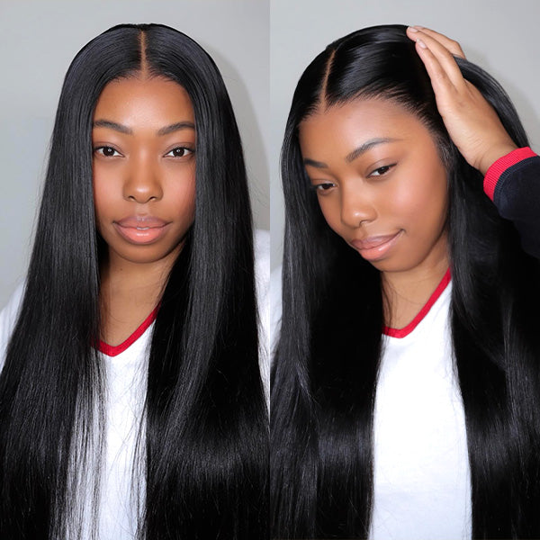 HairHive M-cap Straight Wear Go Wigs Pre Cut 9x6 HD Lace Bleached Knots Glueless Wigs Human Hair Tiny Knots Pre Plucked Hairline