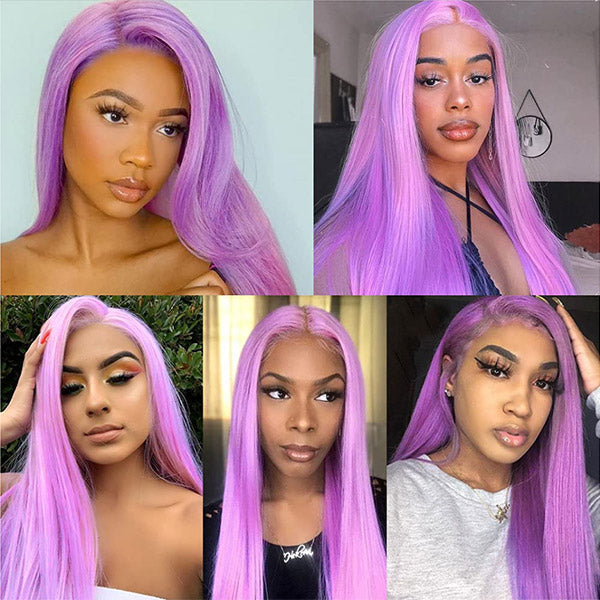 Blue & Pink & Purple Colored Human Hair Wigs Pre-Plucked 13x4 Lace Front Wig With Baby Hair