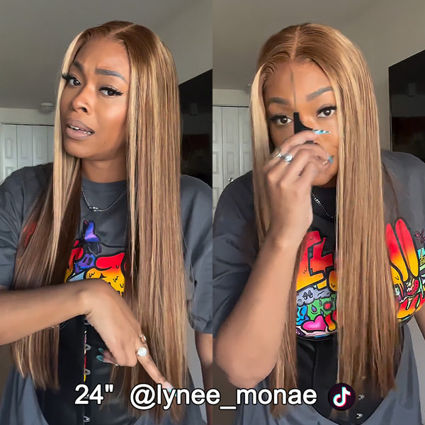 Straight Hair 4/27 Highlight Ombre Color Wear Go Glueless Wig Pre-Cut Lace Beginner Friendly