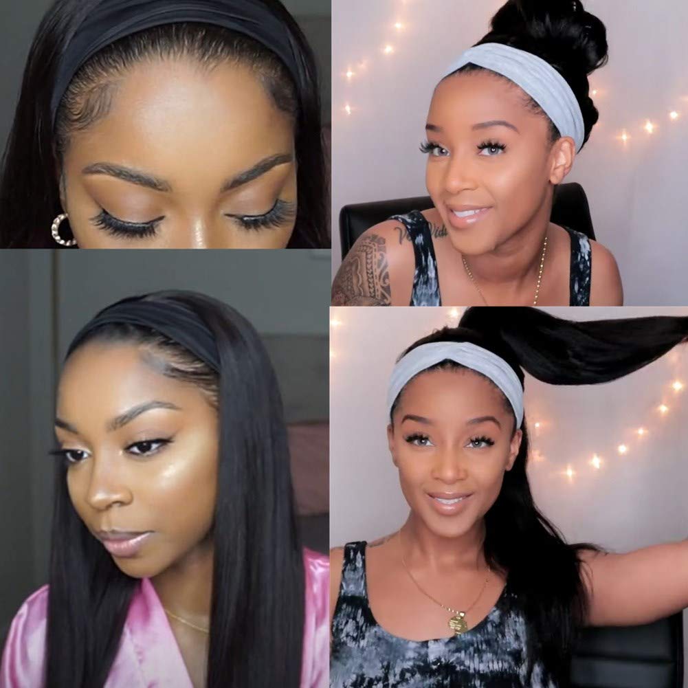 Flash Sale | Straight Hair Headband Wig Human Hair Glueless Wigs With Headband Scarf