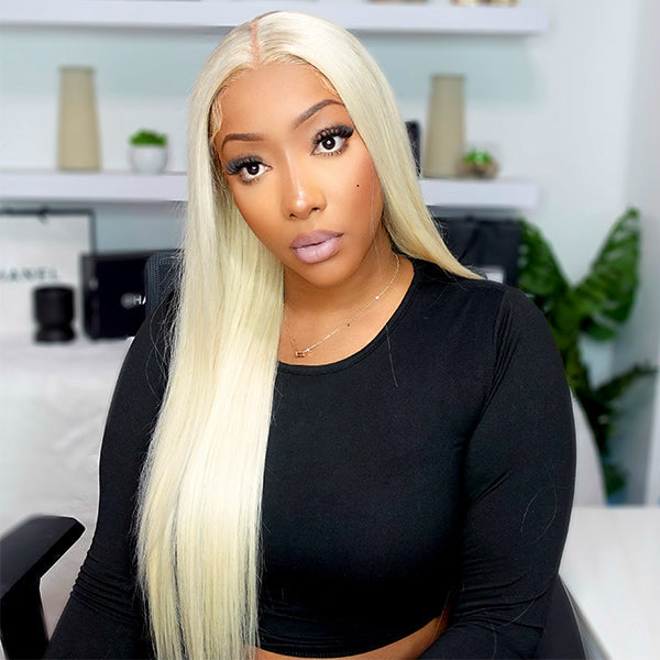 613 Blonde Straight Human Hair Lace Front Wigs 13x4 Invisible Skin Melt Lace Closure Wigs with Baby Hair