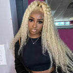 Deep Curly 13x4 Lace Frontal Wigs 613 Blonde Deep Wave Pre-plucked Human Hair Lace Front Wigs