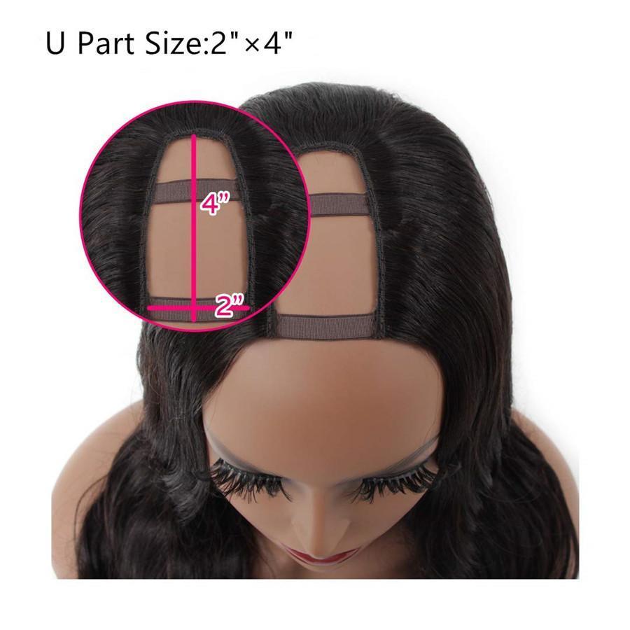 Loose Deep Wave U Part Human Hair Wig for Women, Brazilian Remy Human Hair Glueless Full Head Clip in Half Wig 180% Density