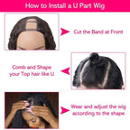 Loose Deep Wave U Part Human Hair Wig for Women, Brazilian Remy Human Hair Glueless Full Head Clip in Half Wig 180% Density