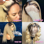Blonde Ombre 1B/613 Hair Color 13x4 Lace Front Wig Colored Human Hair Wigs