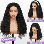 3 In 1 Half Wig | Glueless Invisible Water Wave Wear Go Half Wig Flip Over Human Hair Wig