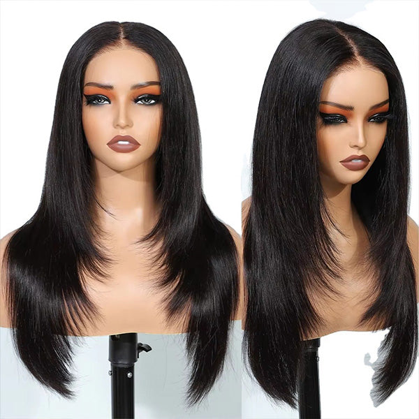 CLEARANCE | Straight Hair Layered Cut Wear Go Glueless Wig Pre-Bleached Tiny Knots