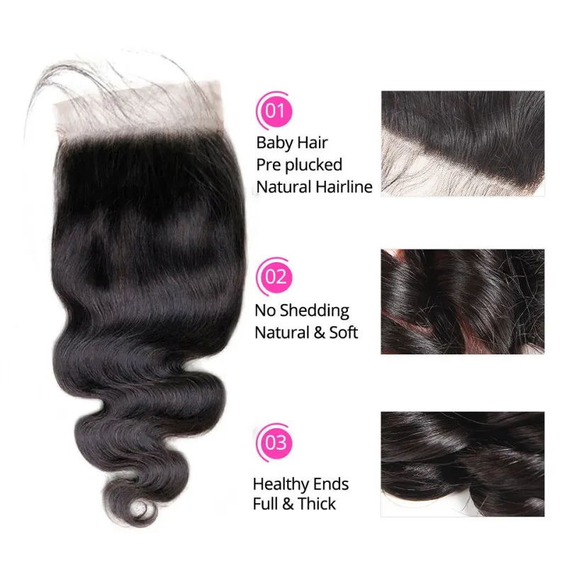 Sunber 1 Pc 5x5 HD Lace Closure Body Wave Hair Deep Parting Transparent Lace Closure Invisible Knots Human Hair Closure