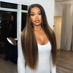 Sunber 13x4 Pre Everything Balayage #1b/30 Highlight Yaki Straight Lace Frontal Wig With Invisi Drawstring