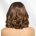 Sunber 1B/30 Balayage Brown Highlight 13x4 Pre Everything Lace Frontal Body Wave Bob Wig With Invisi Drawstring