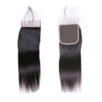 Full Straight Human Hair 4 Bundles with 4*4 Lace Clsoure Natural Black