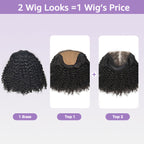 HairHive Block Wig Kinky Curly Bleached Knots Wig With Optional Replaceable Zip Lace Tops
