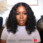 HairHive Wear Go Wigs Water Wave Hair Pre Cut 7x5 HD Lace Closure Short Bob Glueless Wig