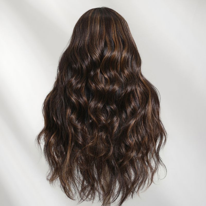 Sunber 13x4 Pre Everything Yaki Straight Chestnut Brown Highlight Loose Wave Wig With Drawstring