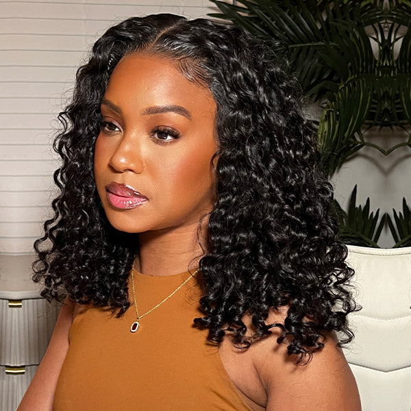 Subscribers-Only Water Wave Bob Wig 100% Glueless Wear Go Wig Pre-cut 7x5 HD Lace With Elastic Drawstring