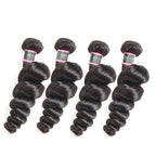 Loose Wave Human Hair 4 Bundles with 4*4 Lace Clsoure Natural Black